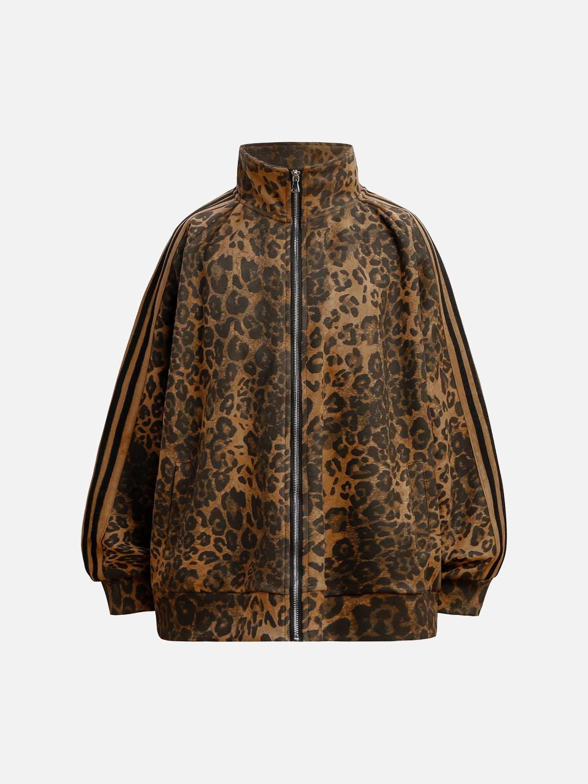 Concert Outfit Cheetah Print Suede Track Jacket