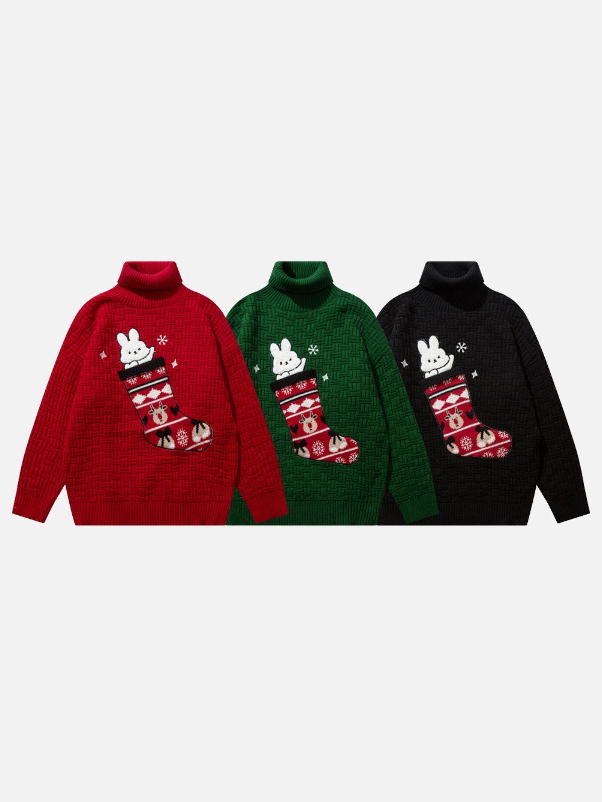 Concert Outfit Christmas Socks and Rabbit Print Sweater Concert Outfit Christmas Socks and Rabbit Print Sweater