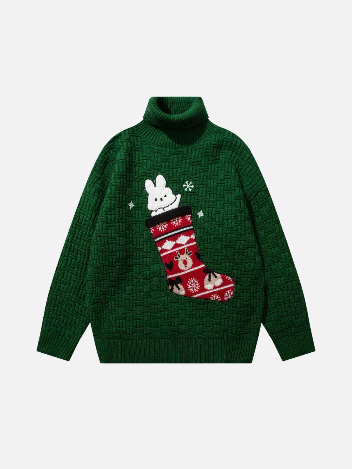 Concert Outfit Christmas Socks and Rabbit Print Sweater Concert Outfit Christmas Socks and Rabbit Print Sweater