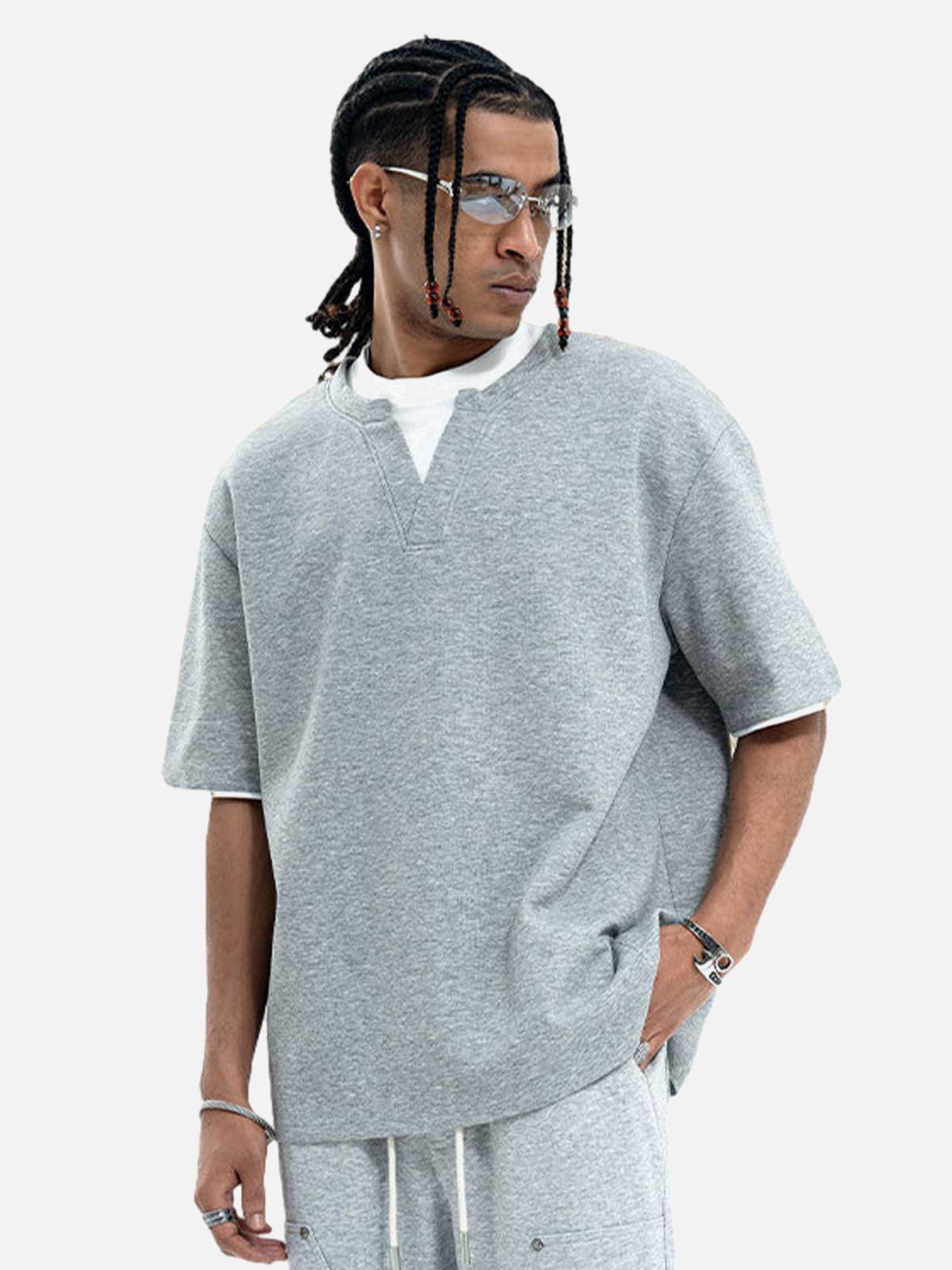 Concert Outfit Cleanfit Faux Two-Piece Oversized T-Shirt