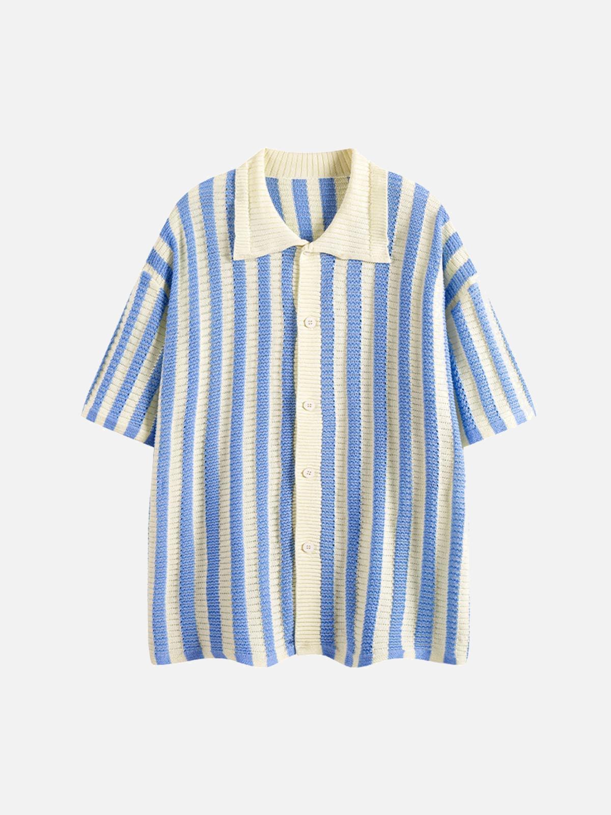 Concert Outfit Cleanfit Striped Knit Cardigan Shirt