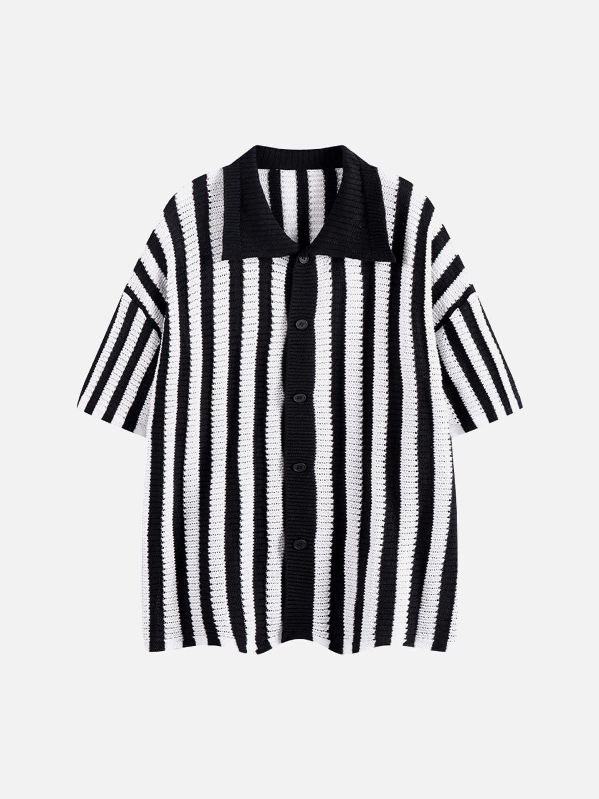 Concert Outfit Cleanfit Striped Knit Cardigan Shirt