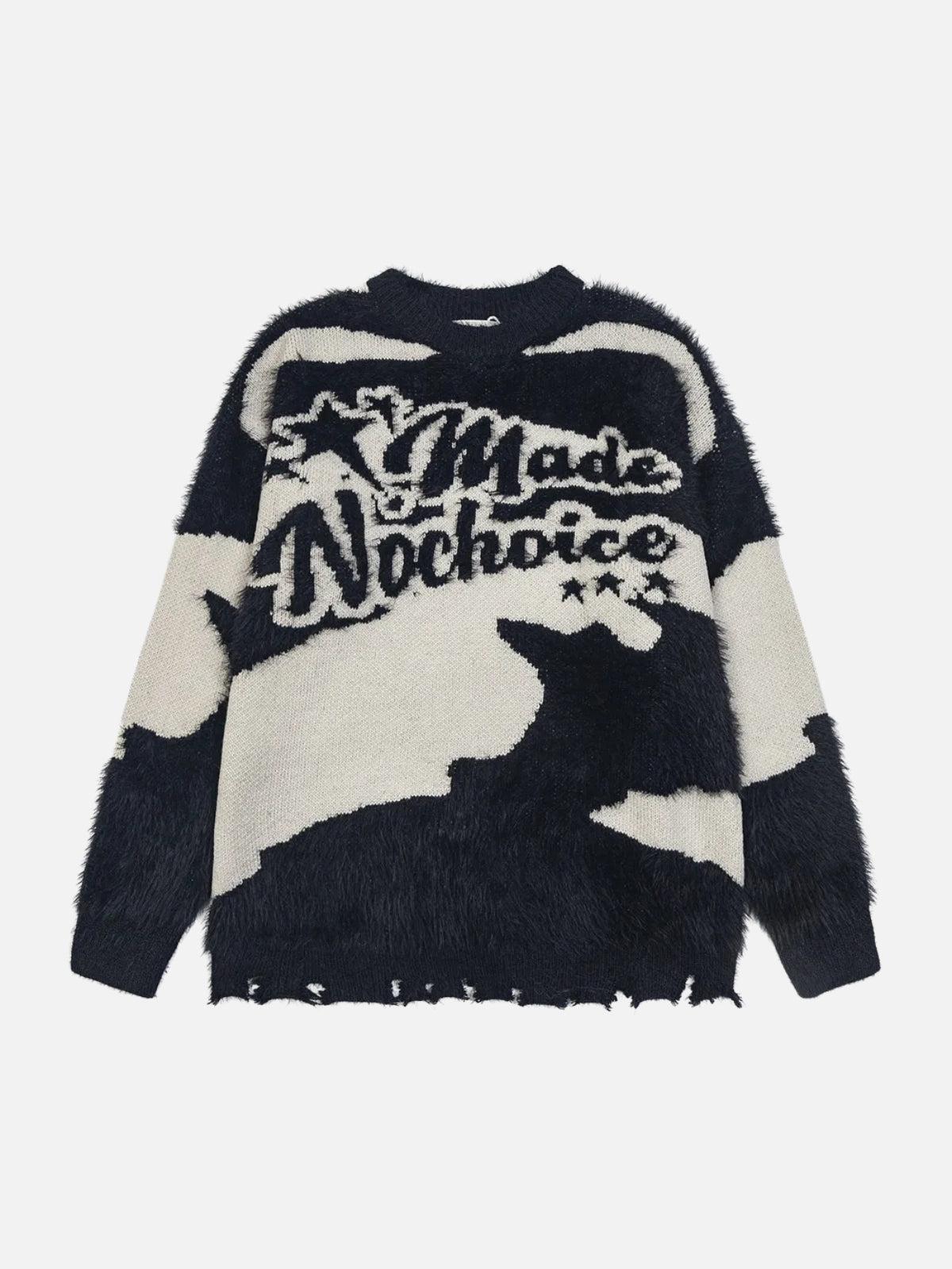 Concert Outfit Color Block Letter Jacquard Sweater