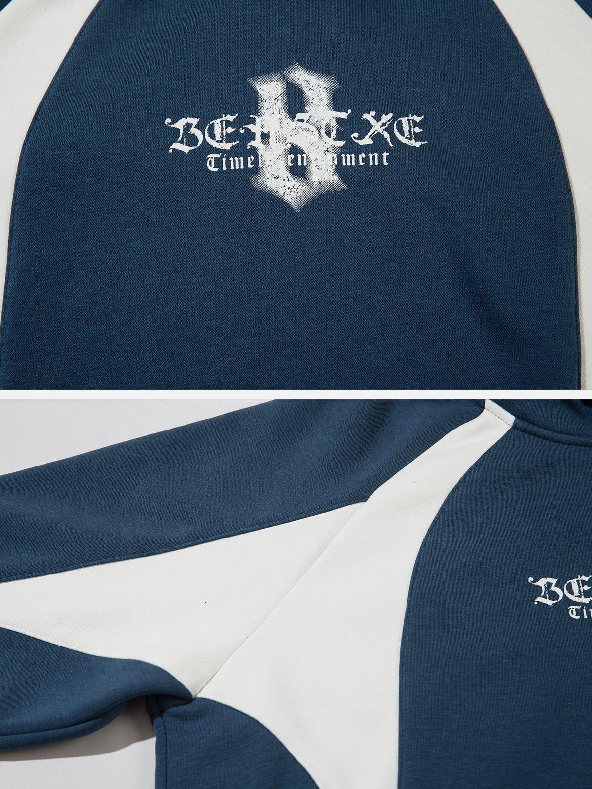 Concert Outfit Color Blocking Gothic Letter Hoodie Concert Outfit Color Blocking Gothic Letter Hoodie