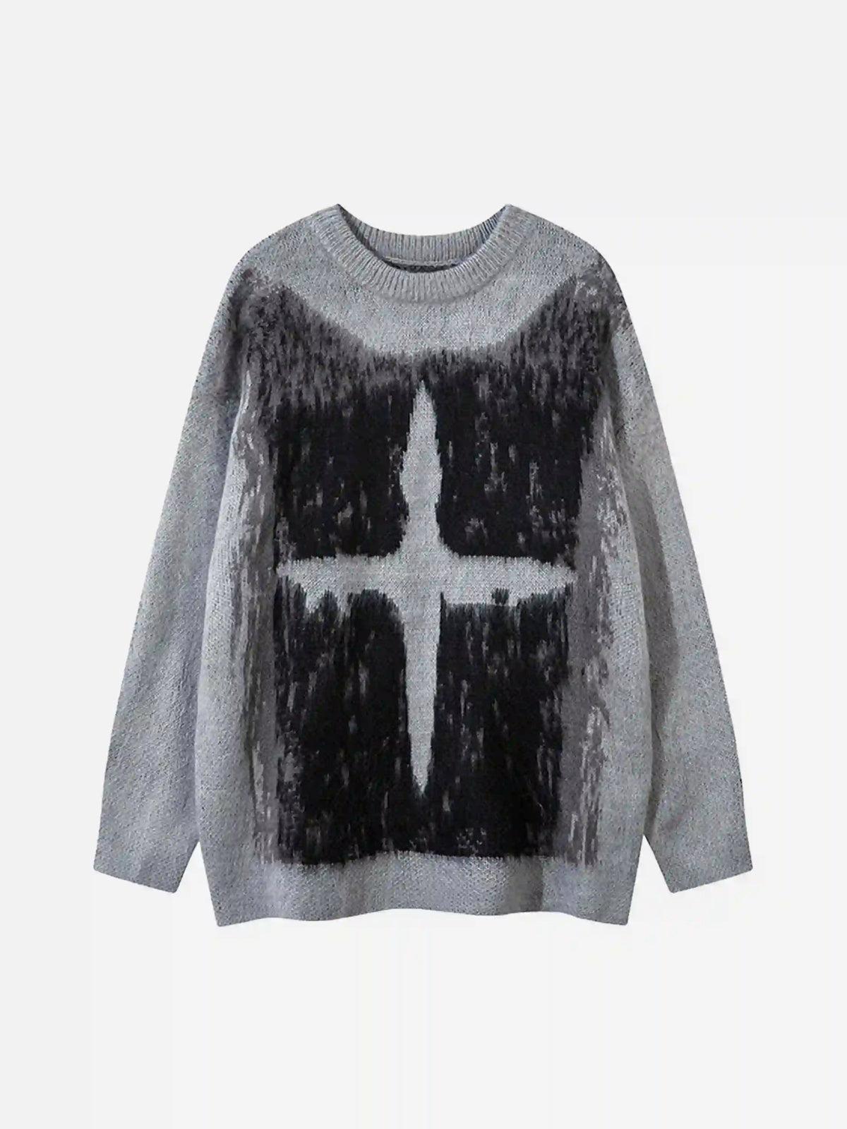 Concert Outfit Contrast Color Cross Sweater Concert Outfit Contrast Color Cross Sweater