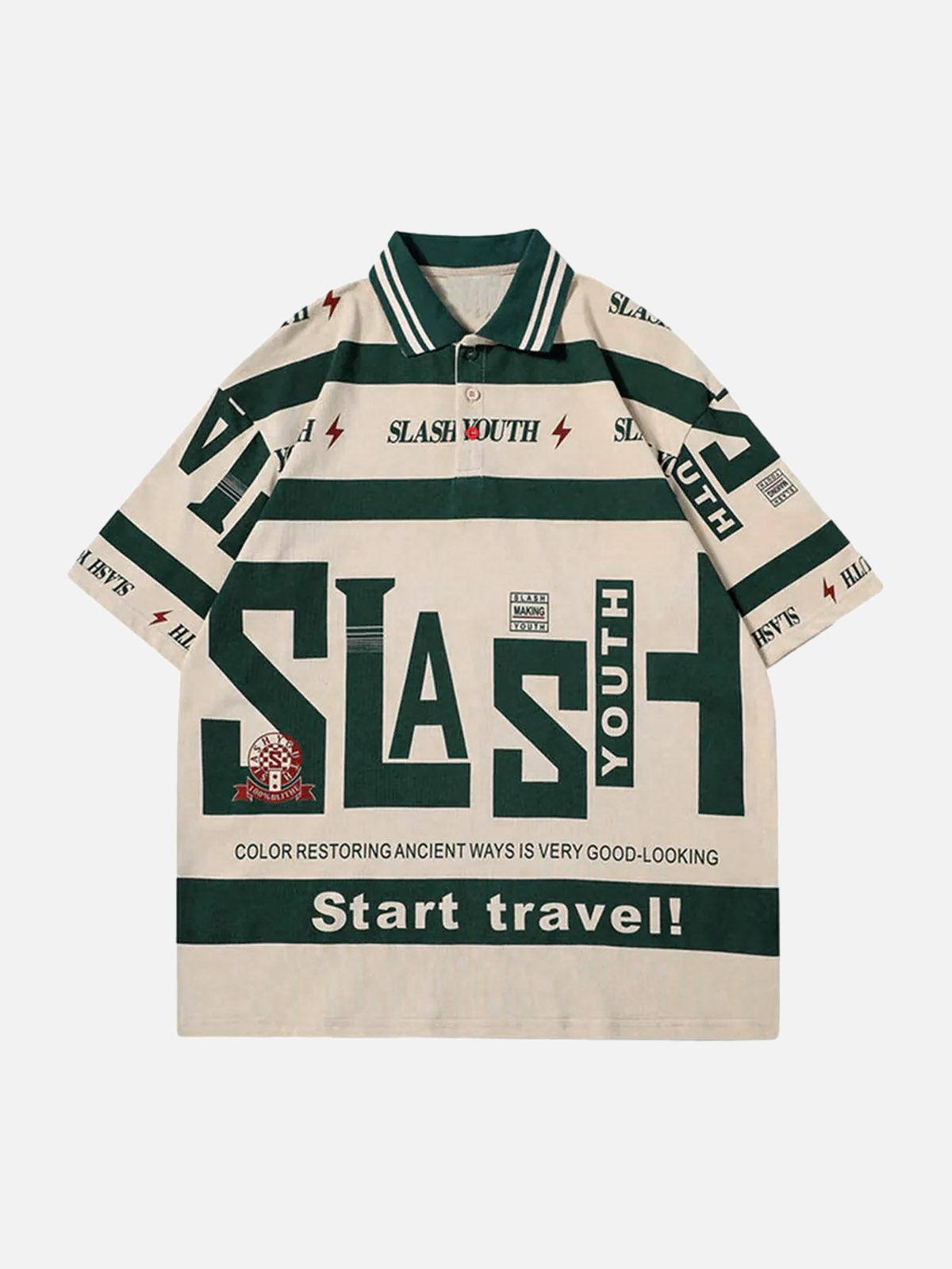 Concert Outfit Contrast Color Slash Polo Shirt