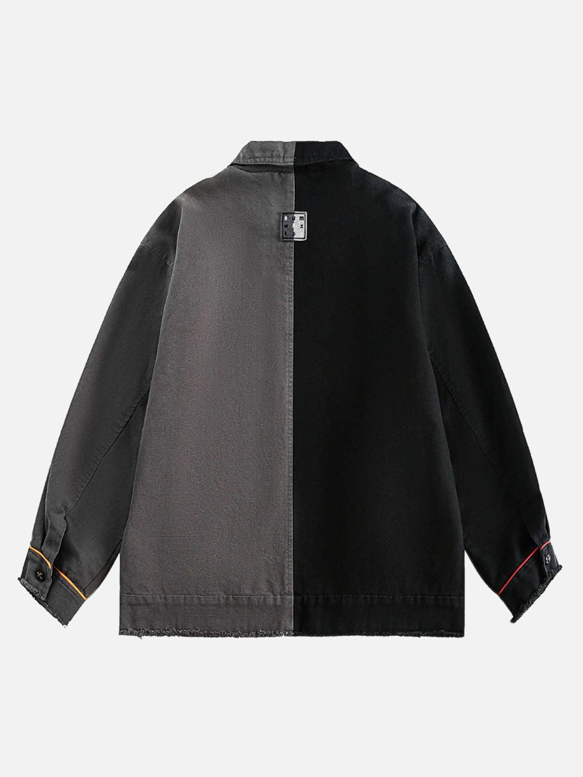 Concert Outfit Contrast Color Spliced Graffiti Zip Up Jacket