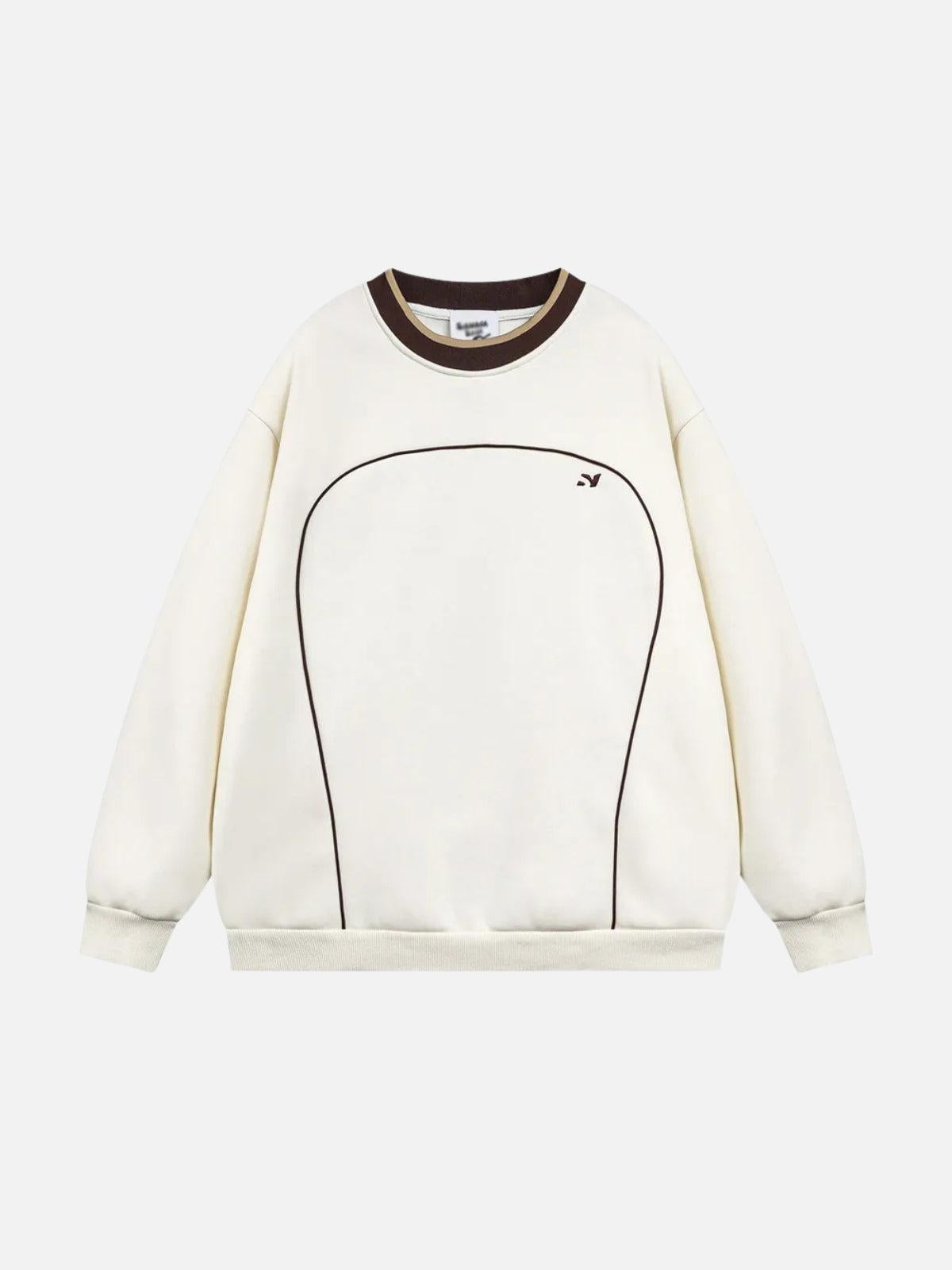 Concert Outfit Contrast Paneled Embroidery Sweatshirt