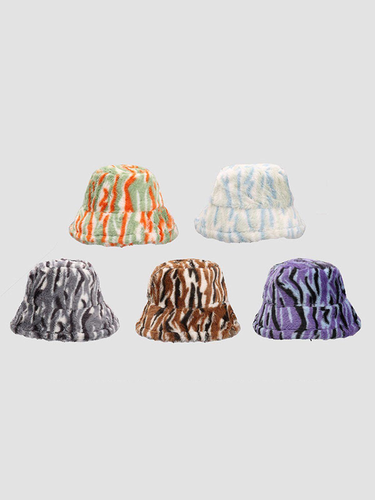Concert Outfit Contrast Striped Plush Vintage Bucket Hat Concert Outfit Contrast Striped Plush Vintage Bucket Hat