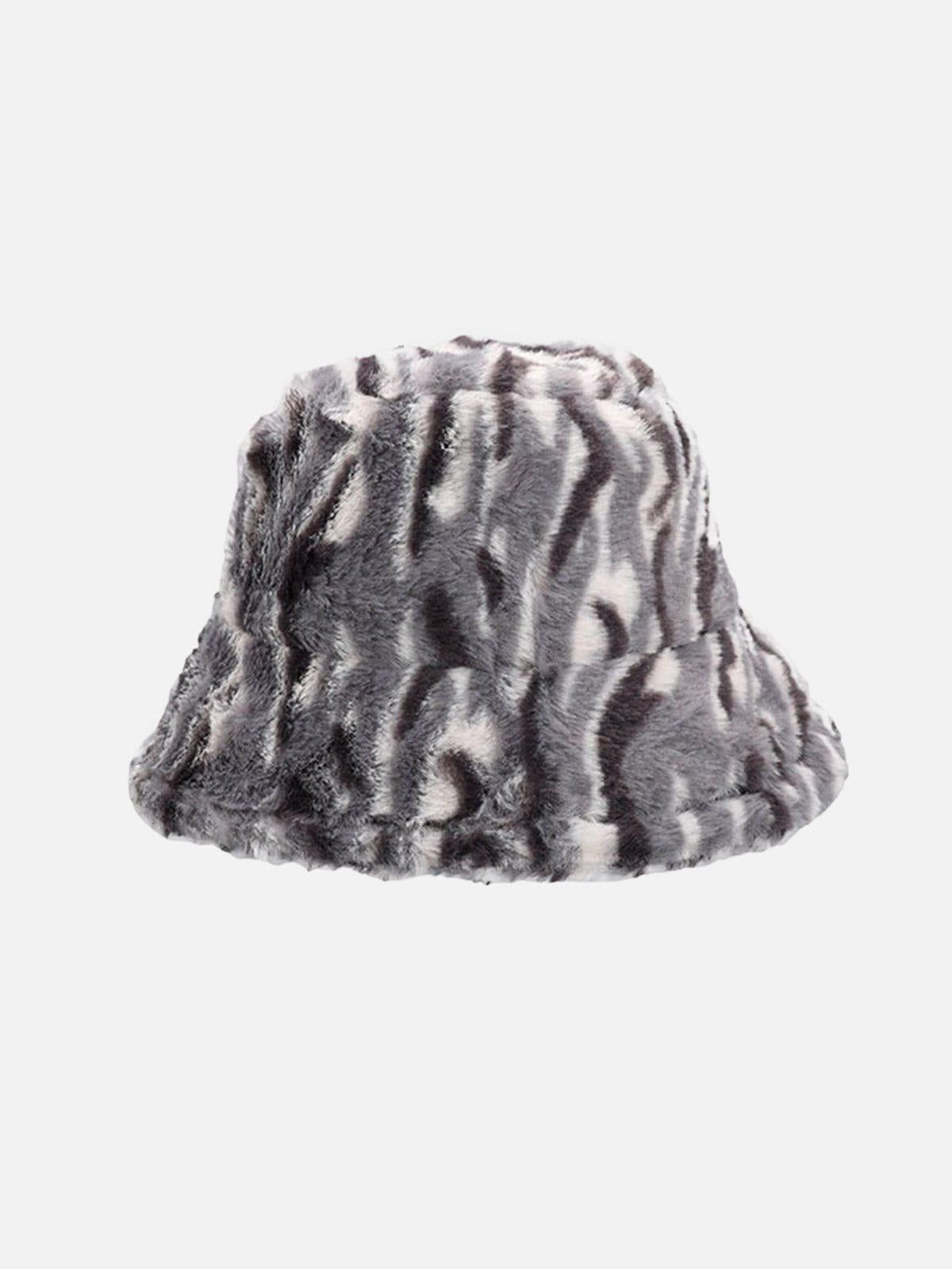 Concert Outfit Contrast Striped Plush Vintage Bucket Hat Concert Outfit Contrast Striped Plush Vintage Bucket Hat