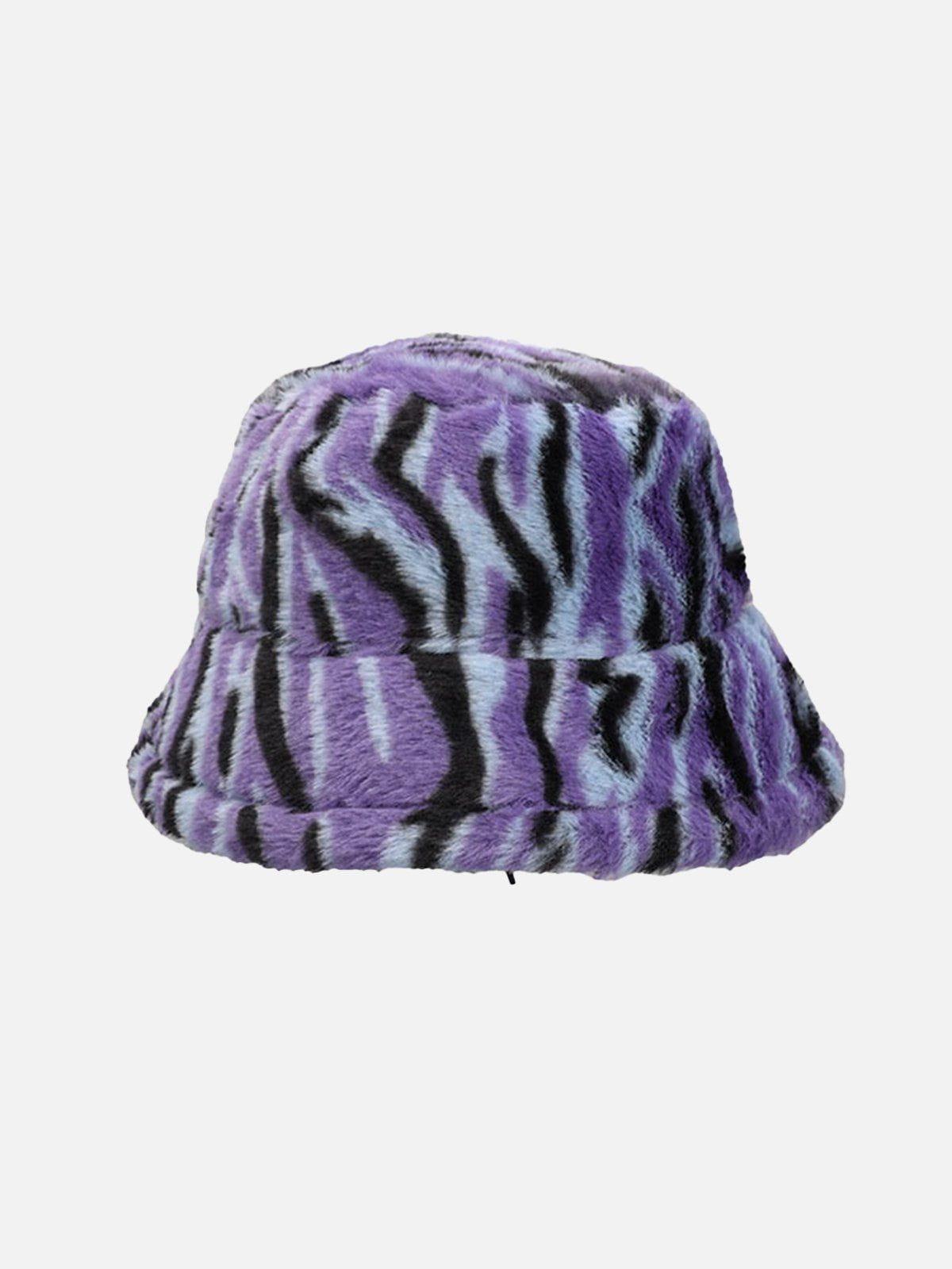 Concert Outfit Contrast Striped Plush Vintage Bucket Hat