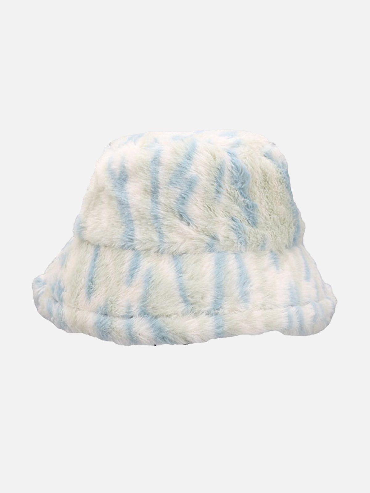 Concert Outfit Contrast Striped Plush Vintage Bucket Hat