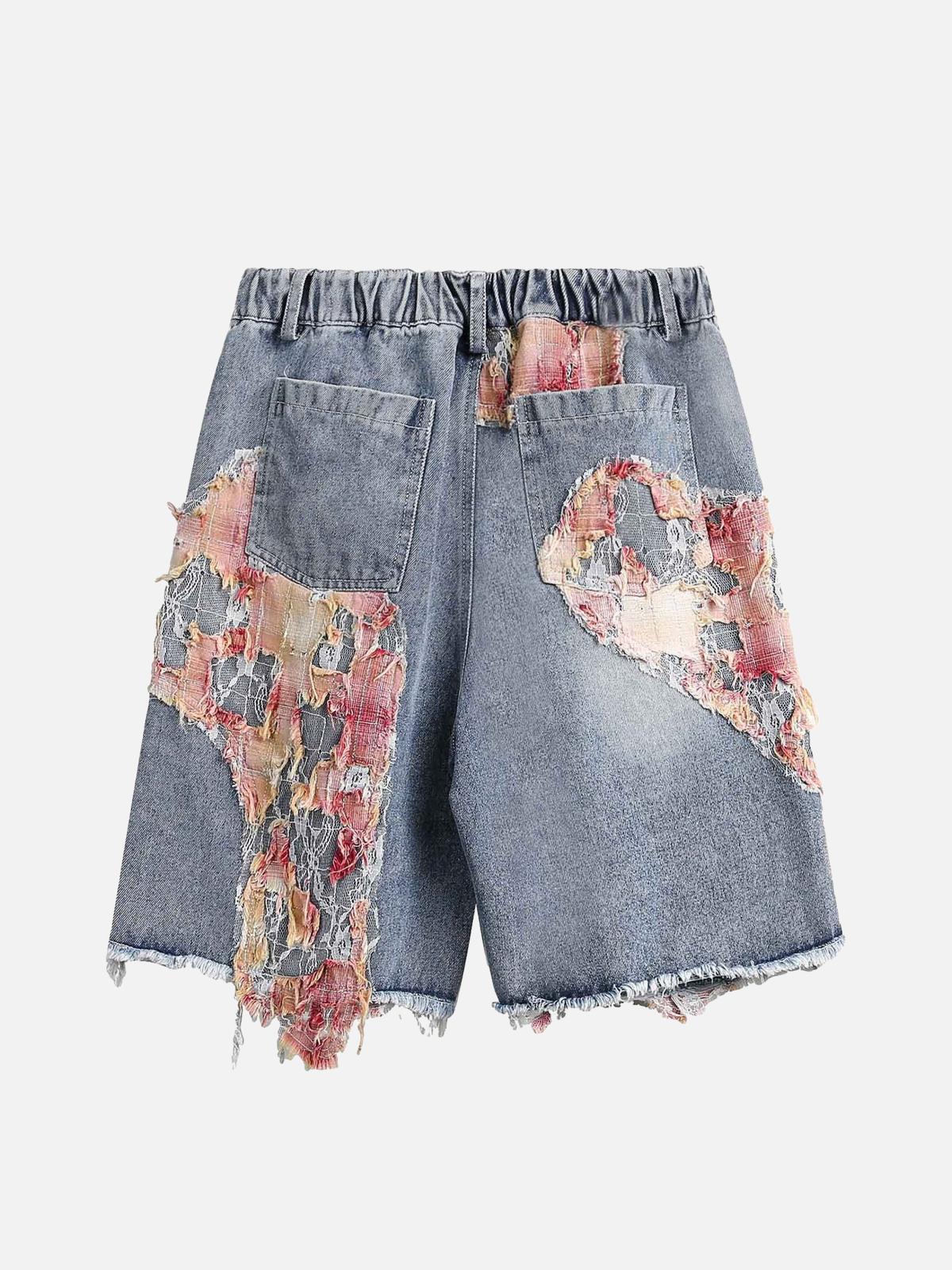 Concert Outfit Craftsmanship Ripped Floral Denim Shorts
