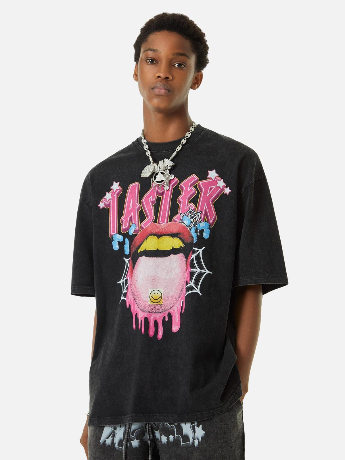 Concert Outfit Creative Fun Big Tongue Print T-Shirt