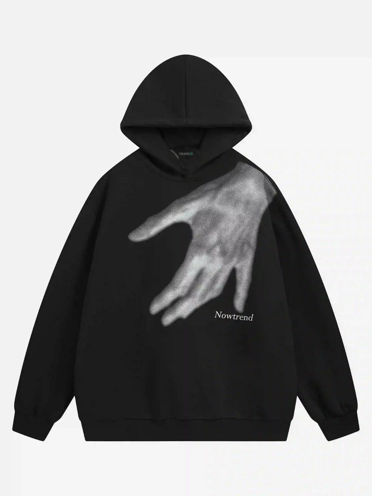 Concert Outfit Creative Handshake Print Hoodie