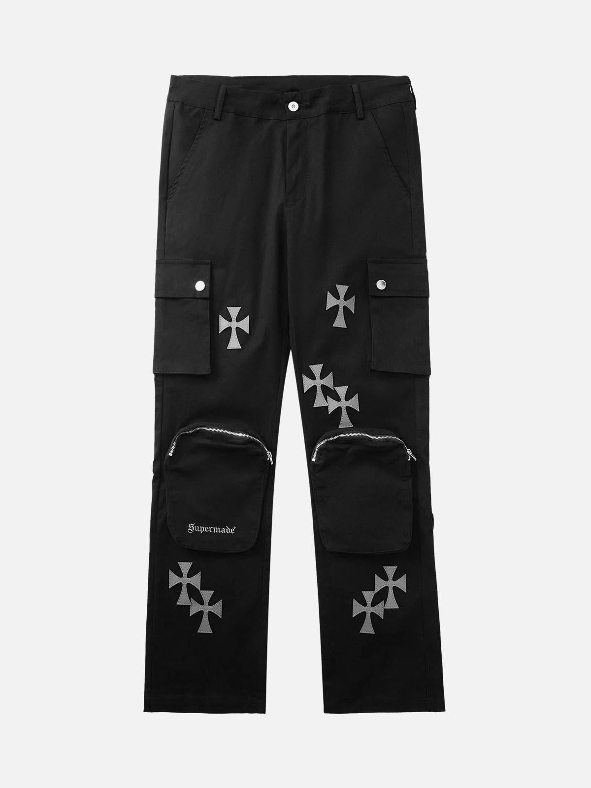 Concert Outfit Cross Printed Multi-Pocket Casual Pants