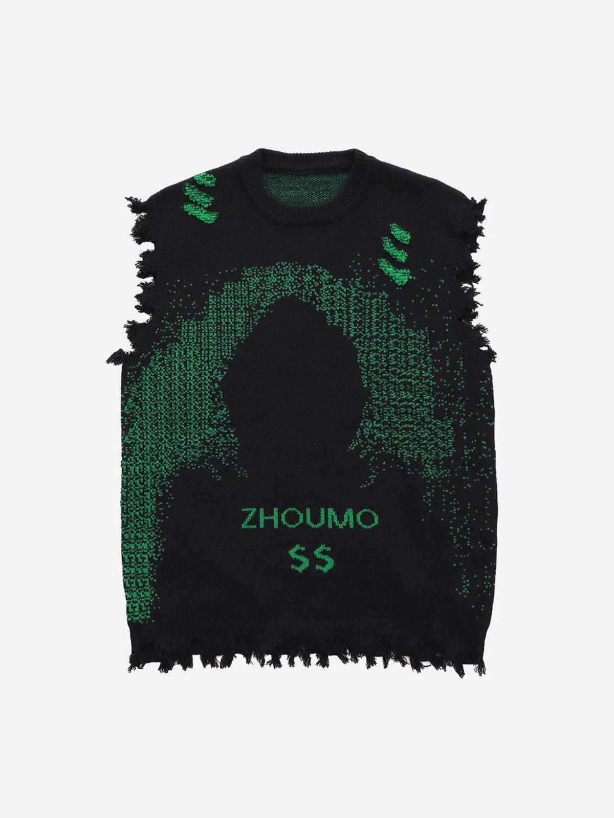 Concert Outfit Cyberpunk Dot Matrix Sweater Vest