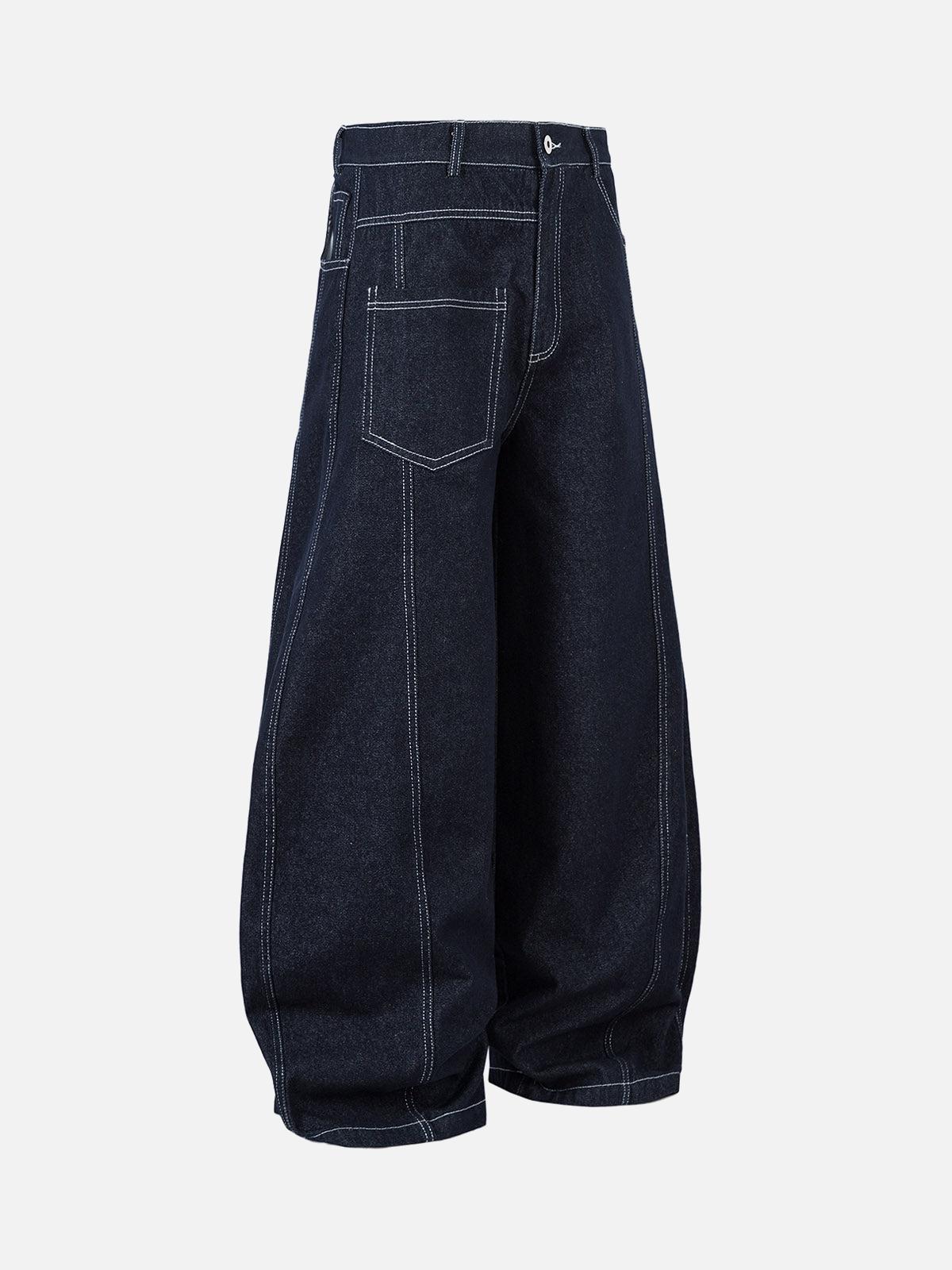 Concert Outfit Deconstructed Contrast Stitching Barrel Jeans