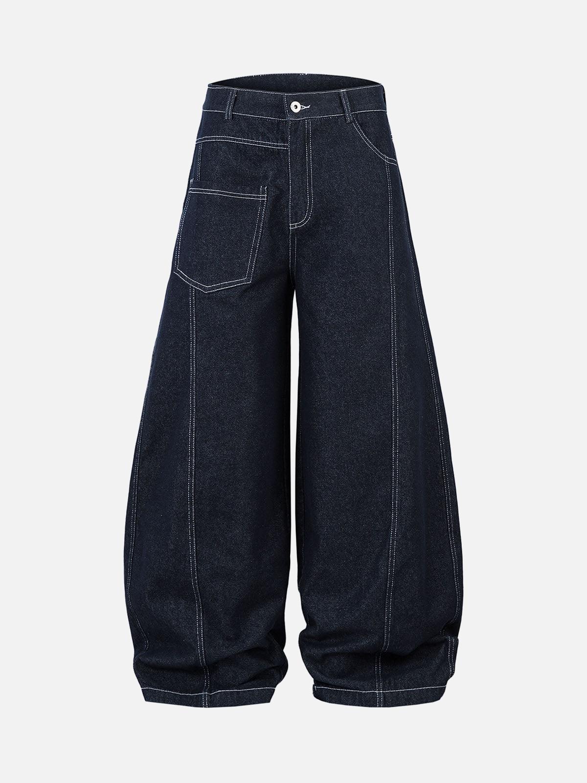 Concert Outfit Deconstructed Contrast Stitching Barrel Jeans