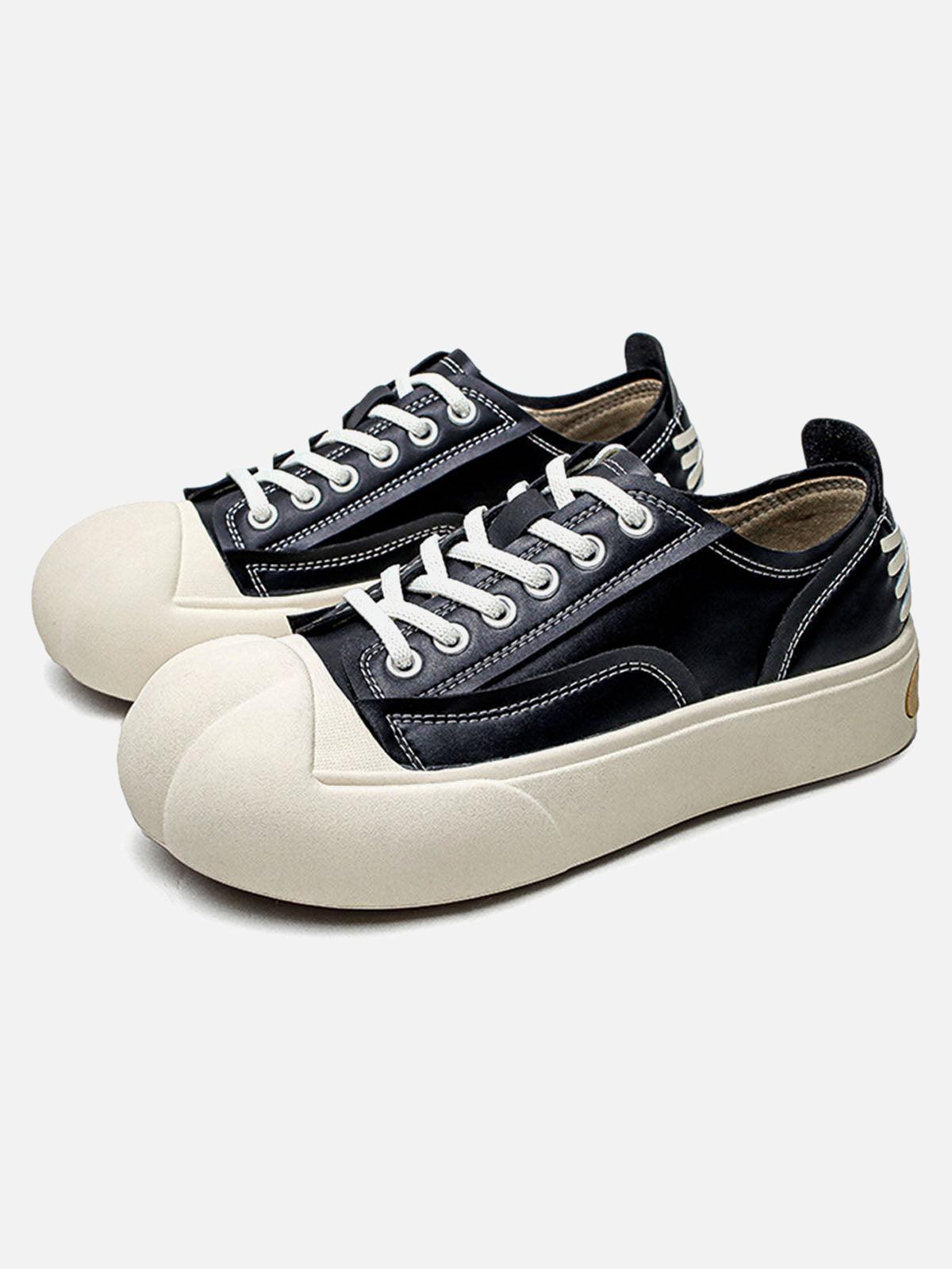 Concert Outfit Deconstructed Distressed PU Leather Casual Shoes