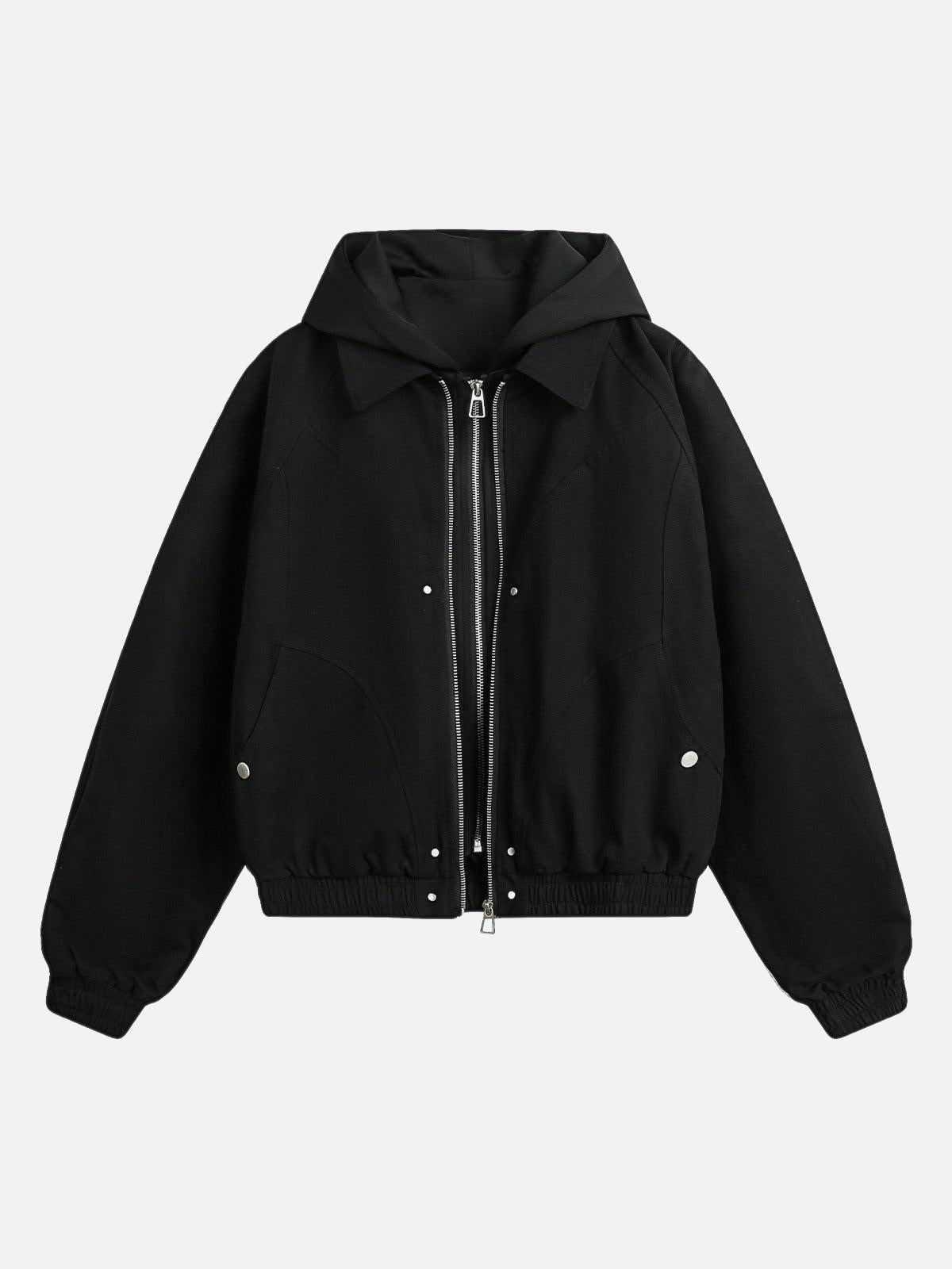 Concert Outfit Deconstructed Split Faux Two-Piece Hooded Jacket