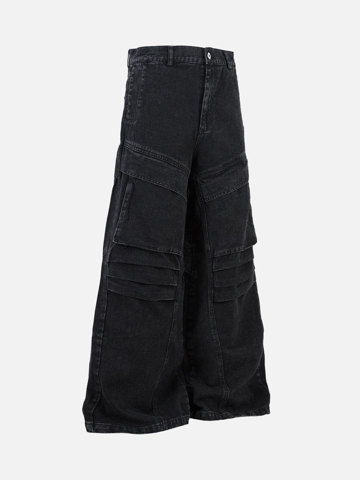 Concert Outfit Deconstructed Split Pleated Pocket Cargo Jeans