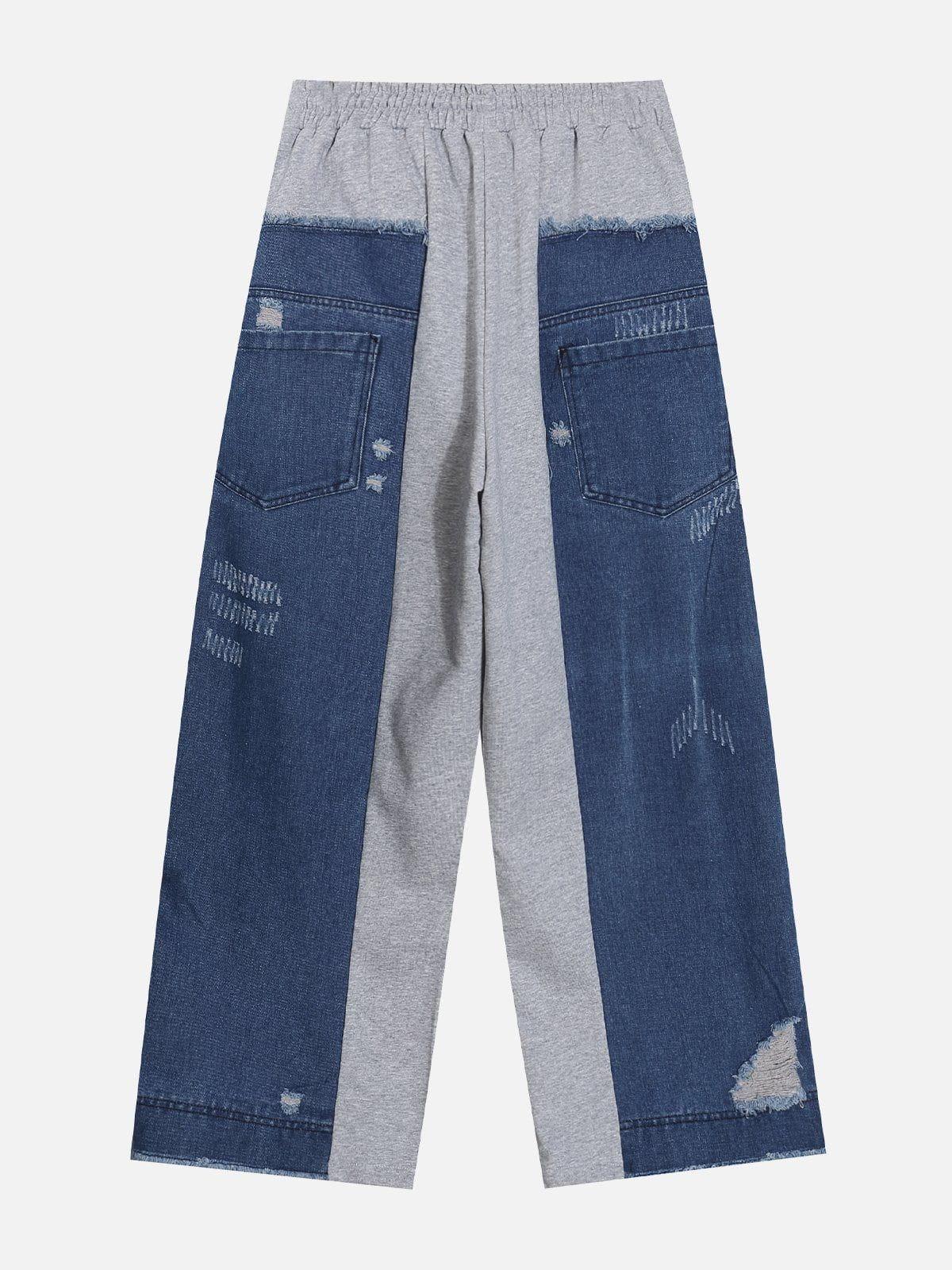 Concert Outfit Denim Patchwork Sweatpants