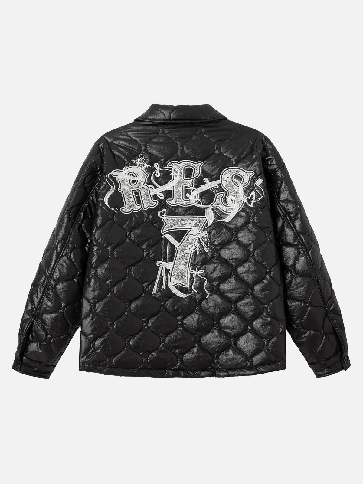 Concert Outfit Diamond Quilted Letter Embroidery Quilted Jacket