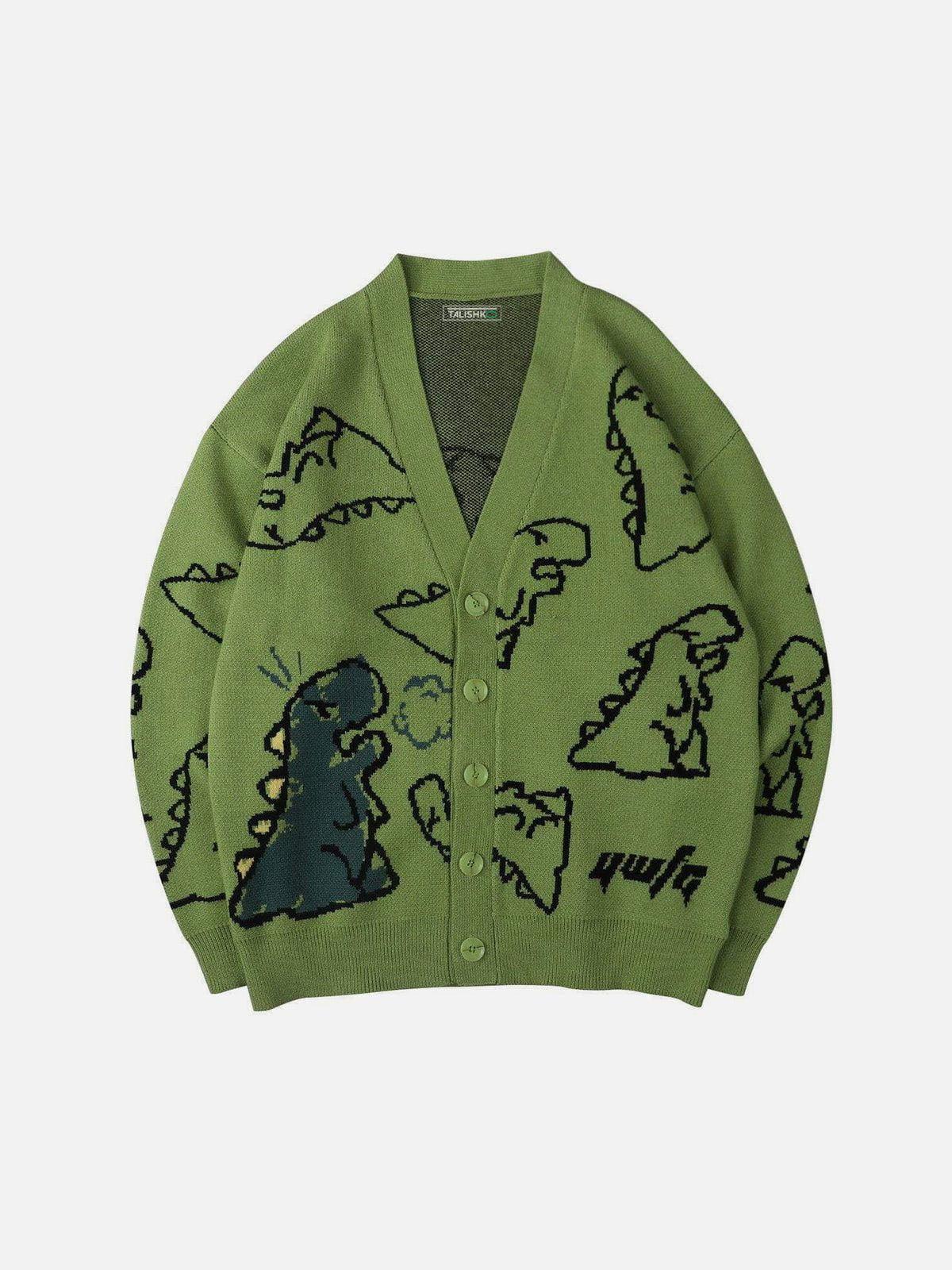 Concert Outfit Dinosaur Cartoon Pattern Knit Cardigan