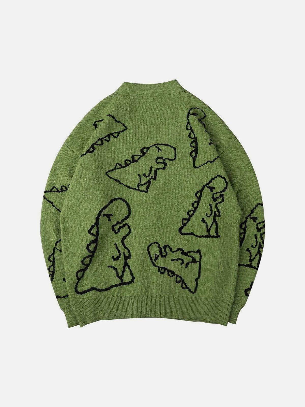 Concert Outfit Dinosaur Cartoon Pattern Knit Cardigan