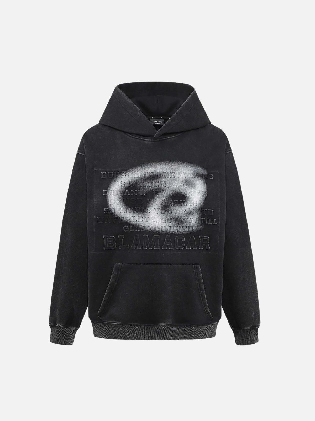 Concert Outfit Distressed 3D Steel Print Hip-Hop Pullover Hoodie