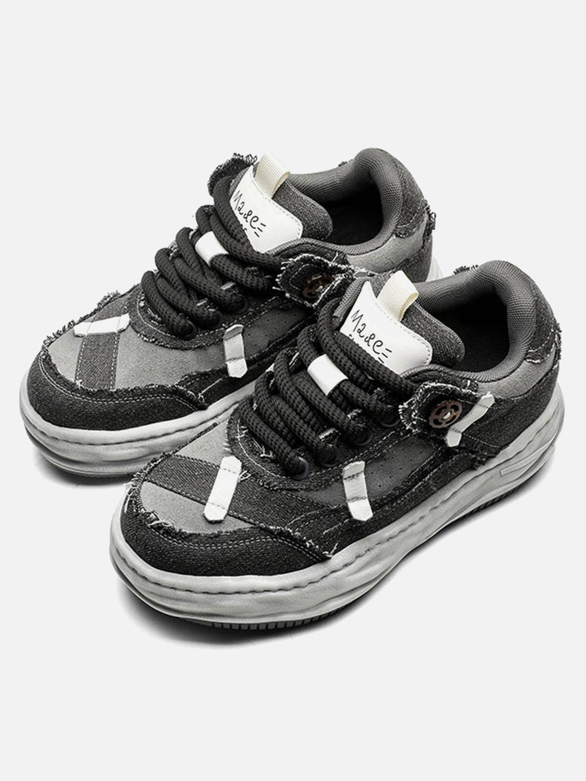 Concert Outfit Distressed Deconstructed Split Whisker Platform Sneakers