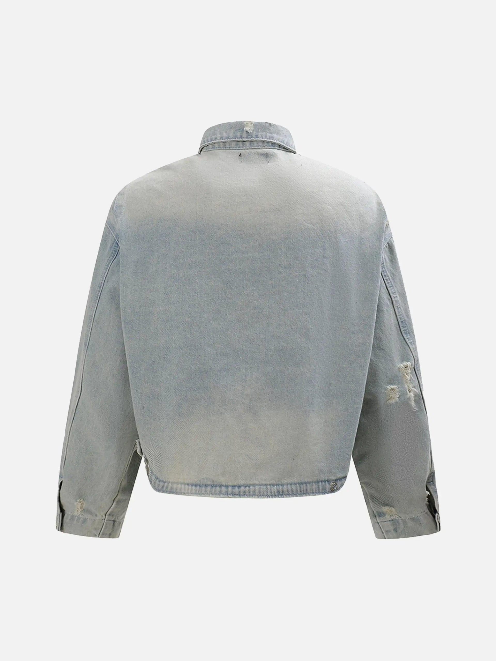Concert Outfit Distressed Frayed Lapel Denim Jacket