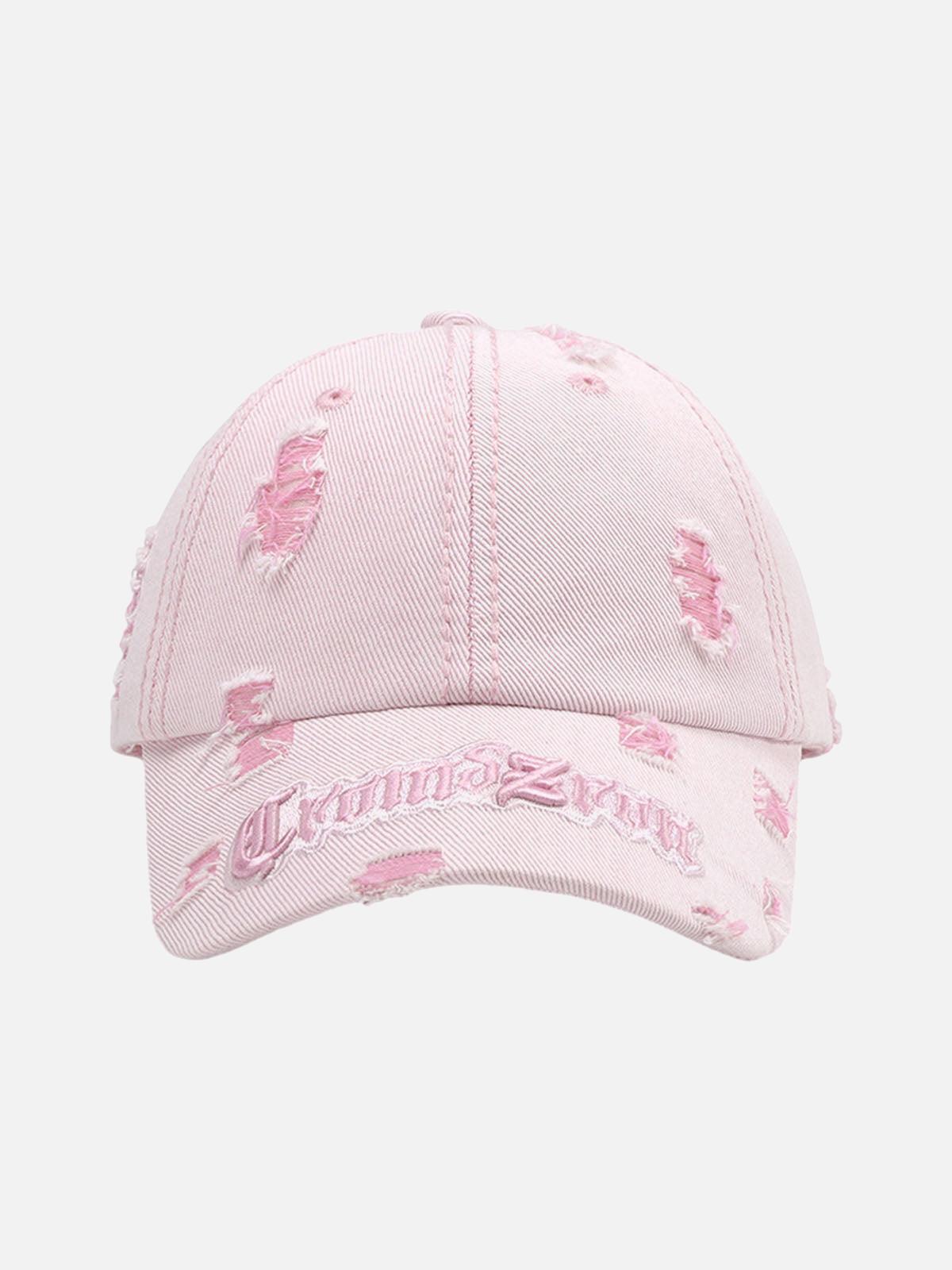 Concert Outfit Distressed Letter Embroidery Baseball Cap