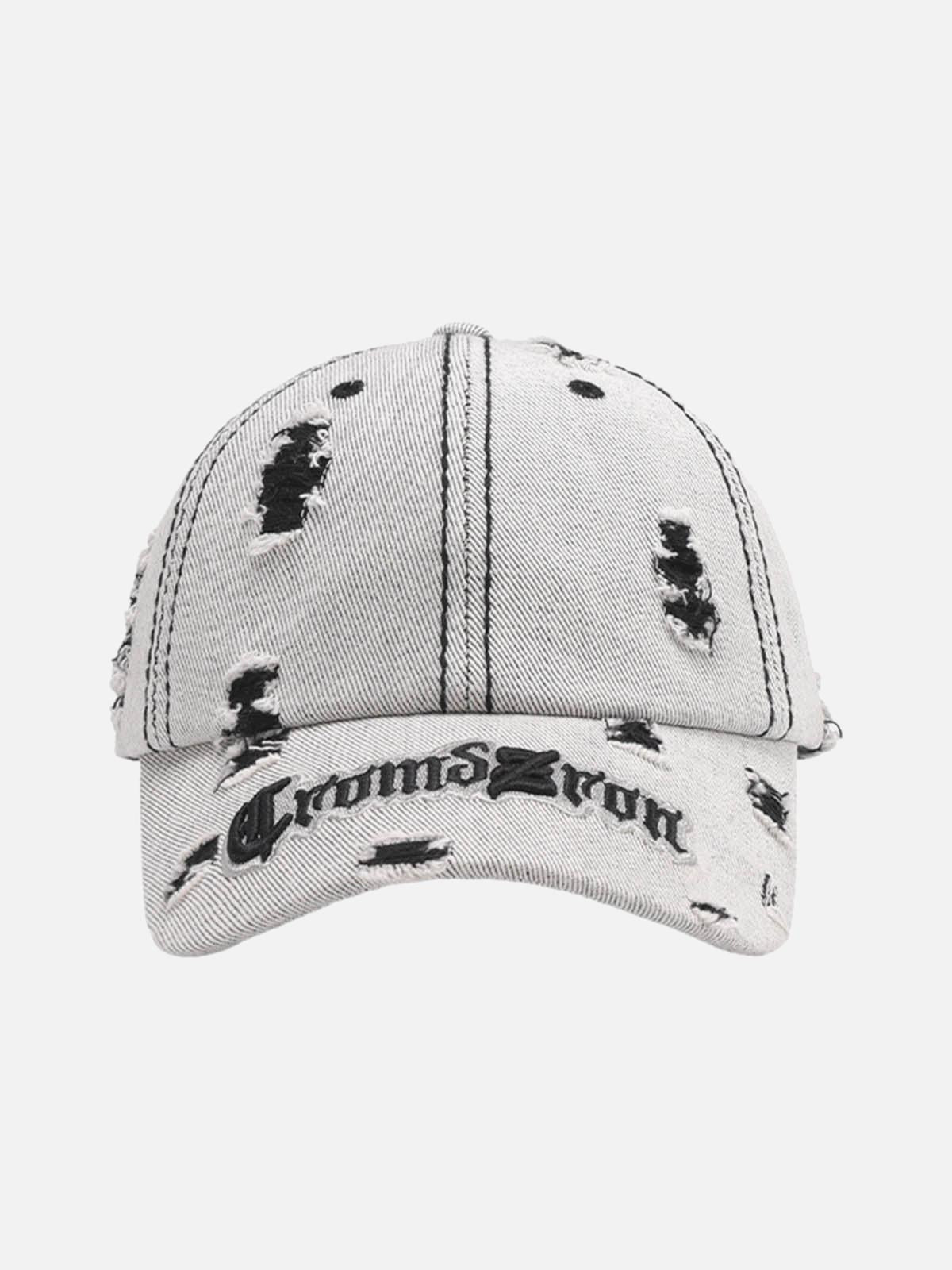 Concert Outfit Distressed Letter Embroidery Baseball Cap