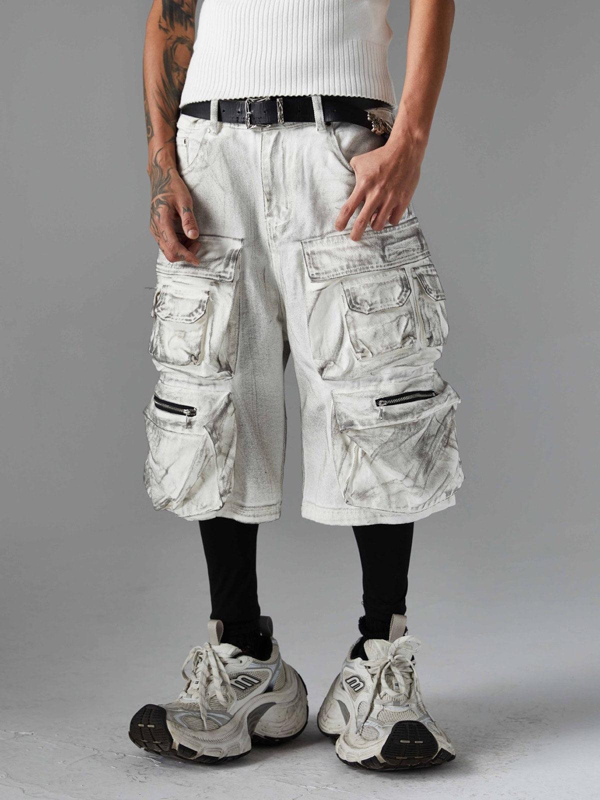 Concert Outfit Distressed Multi-Pocket Cargo Shorts