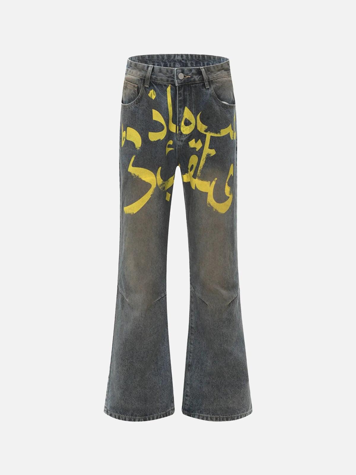 Concert Outfit Distressed Pigment Printed Bootcut Jeans
