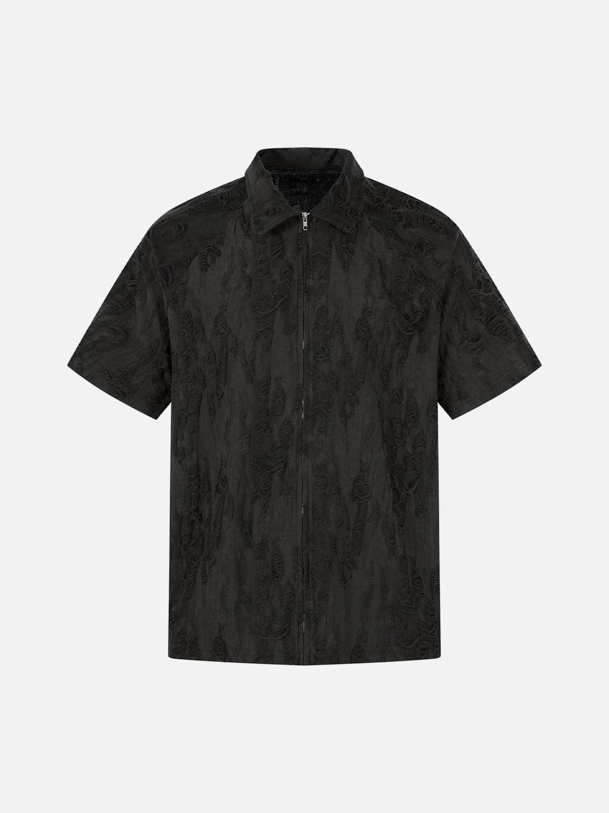 Concert Outfit Distressed Ripped Short Sleeve Shirt