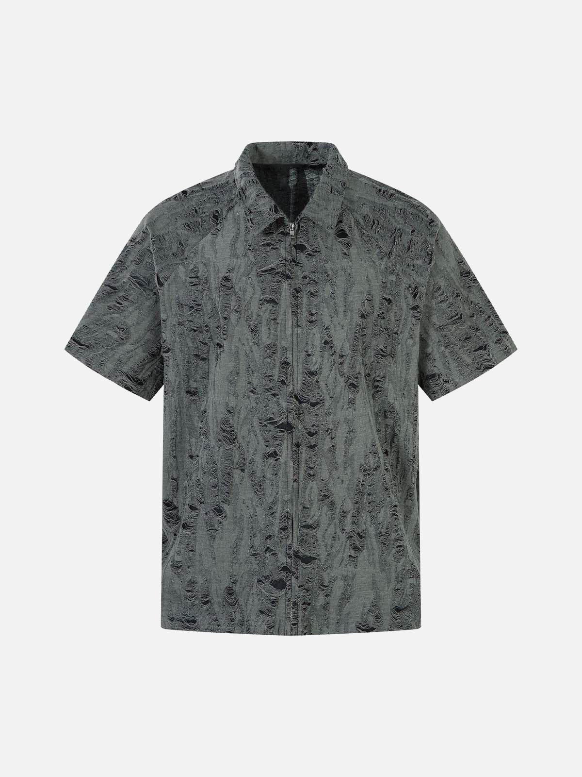 Concert Outfit Distressed Ripped Short Sleeve Shirt