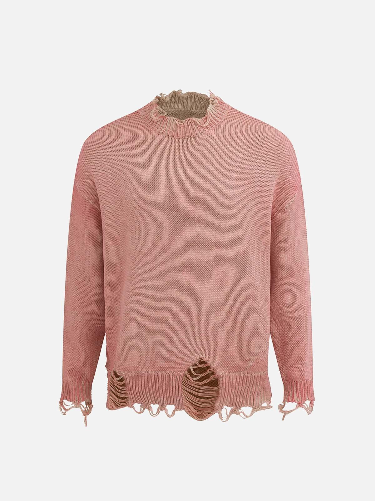 Concert Outfit Distressed Ripped Two-Piece Oversized Pullover Sweater