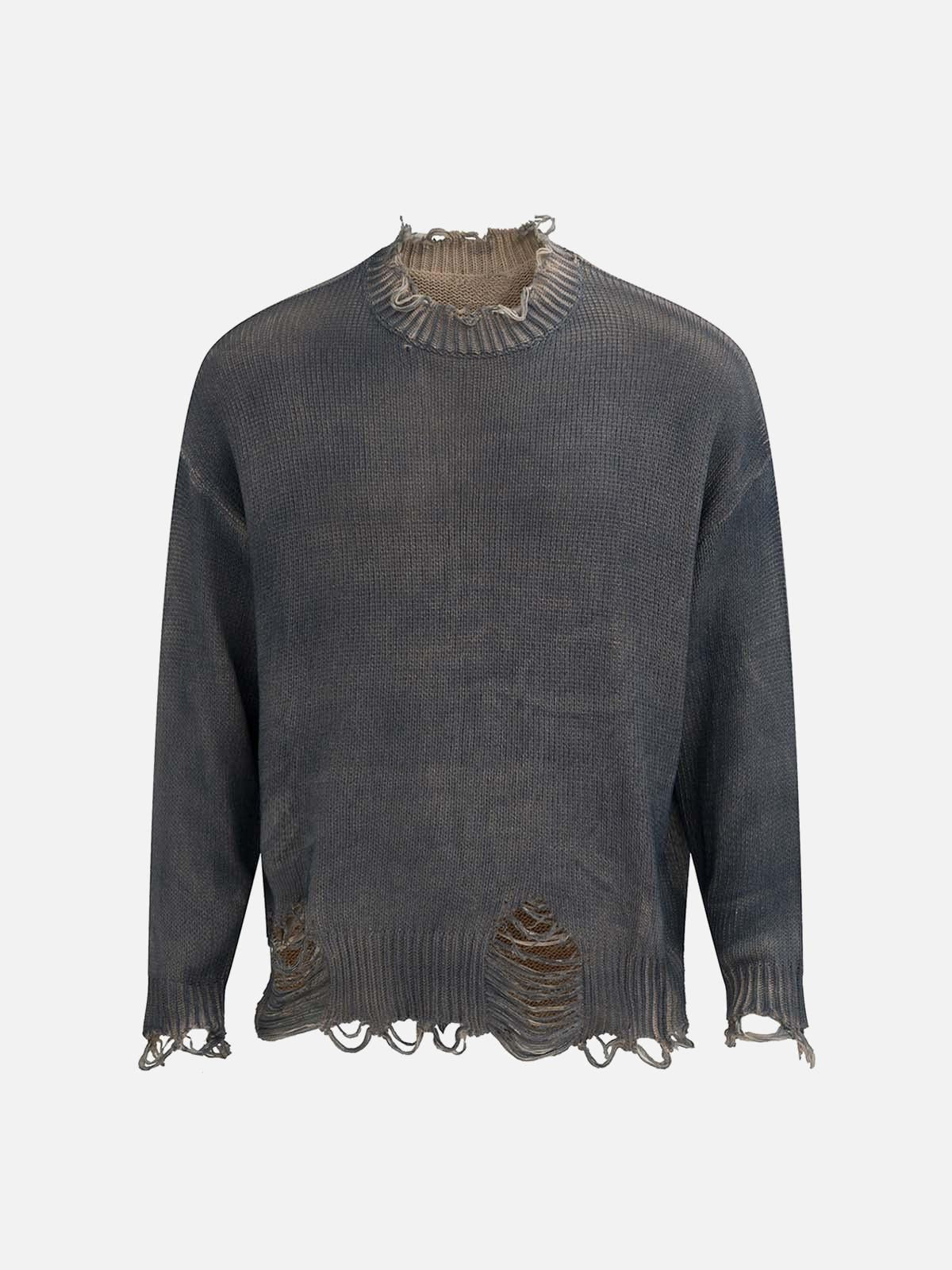 Concert Outfit Distressed Ripped Two-Piece Oversized Pullover Sweater