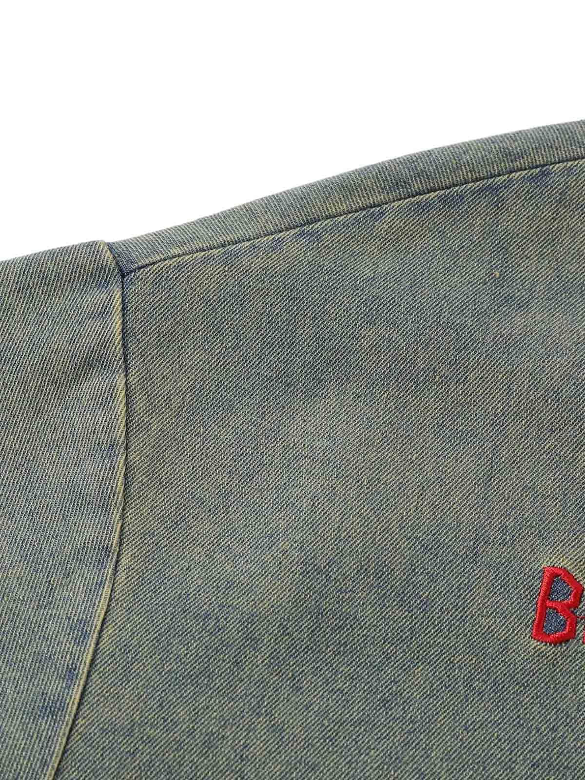 Concert Outfit Distressed Washed Patchwork Gradient Denim T-Shirt Concert Outfit Distressed Washed Patchwork Gradient Denim T-Shirt