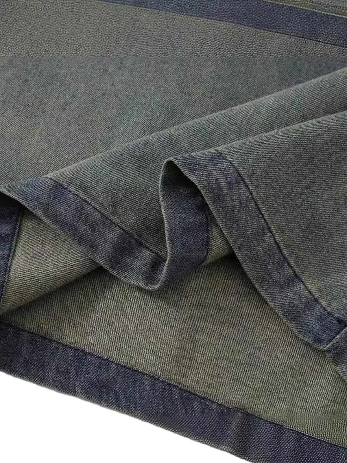 Concert Outfit Distressed Washed Patchwork Gradient Denim T-Shirt Concert Outfit Distressed Washed Patchwork Gradient Denim T-Shirt