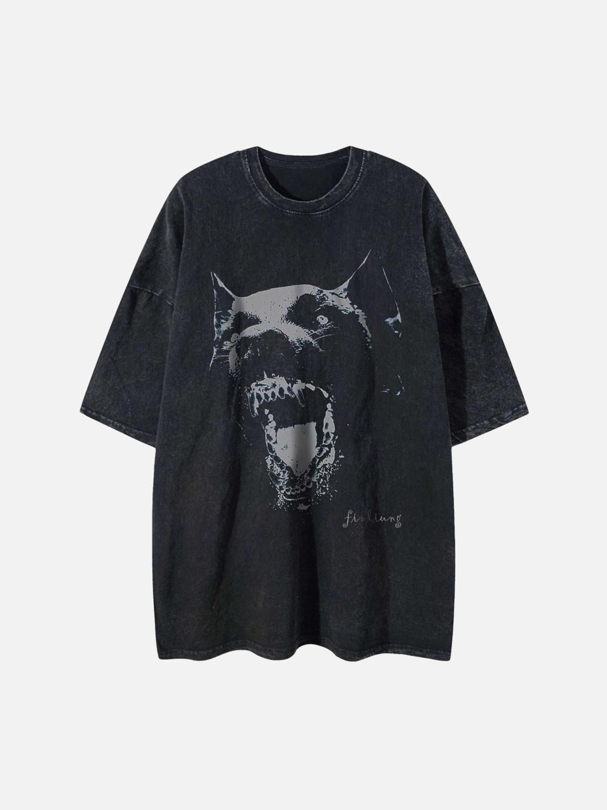 Concert Outfit Doberman Print Washed T-Shirt