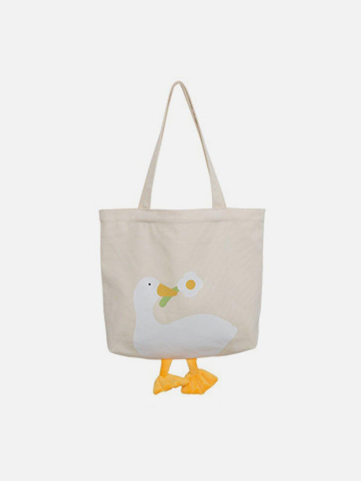 Concert Outfit Duck Flower Canvas Bag