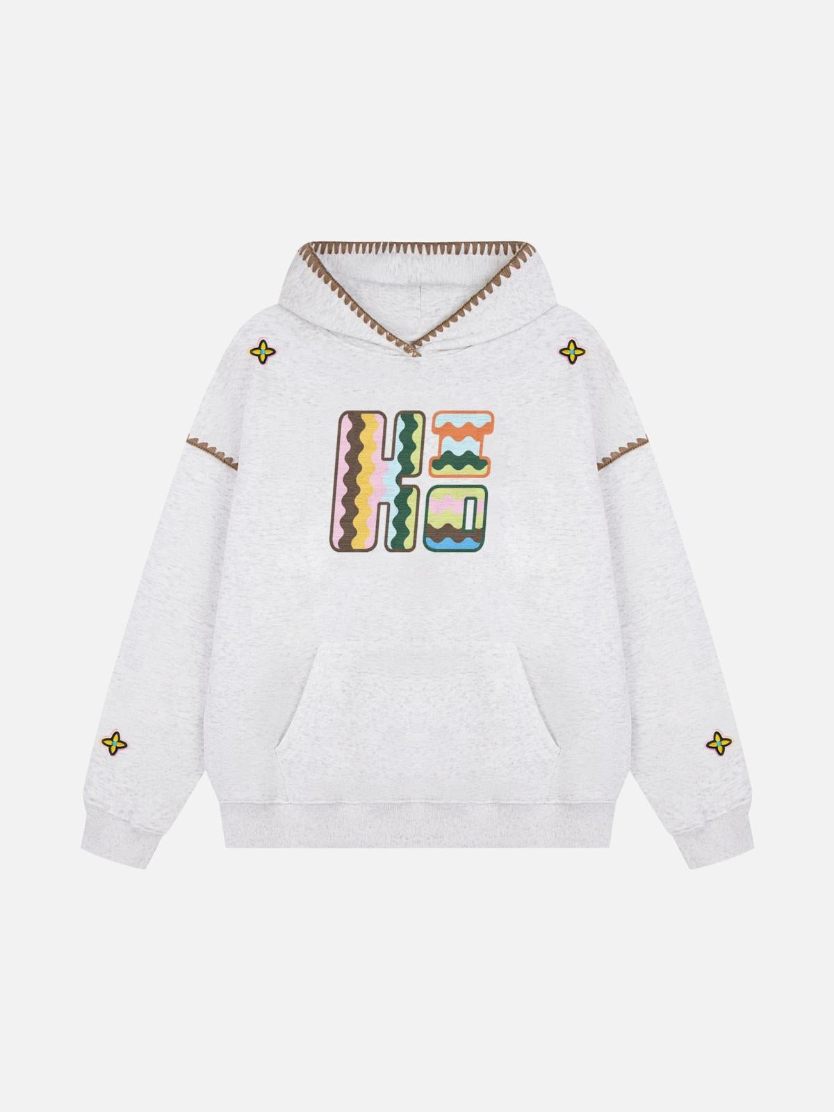 Concert Outfit Embroidered Contrast Check Hoodie