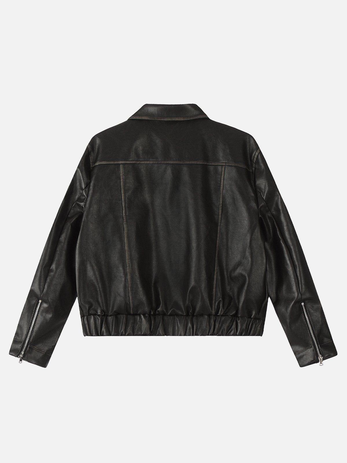 Concert Outfit Embroidery Bow Faux Leather Jacket