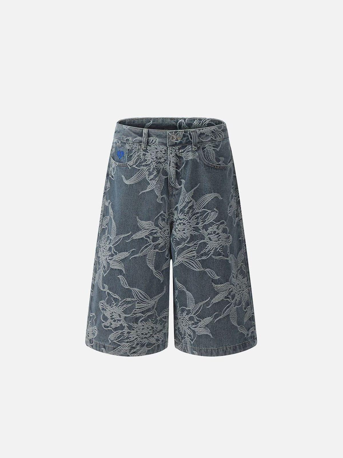 Concert Outfit Embroidery Flower Longline Jorts