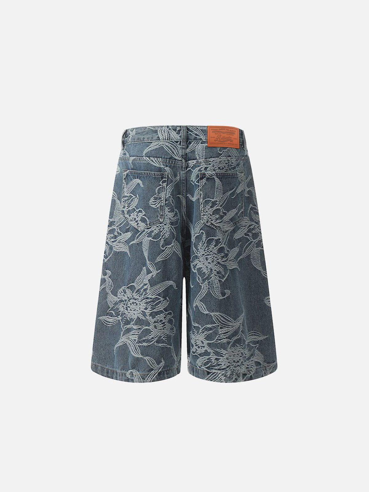 Concert Outfit Embroidery Flower Longline Jorts