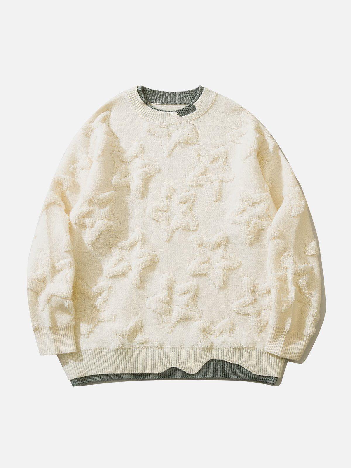 Concert Outfit Fake Two 3D Star Graphics Sweater